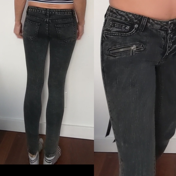 Nwot Carmar lowrise 90s punk zippered black jeans 24/25 - Picture 4 of 7